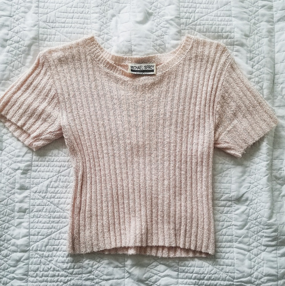 Rose-pink textured crop top